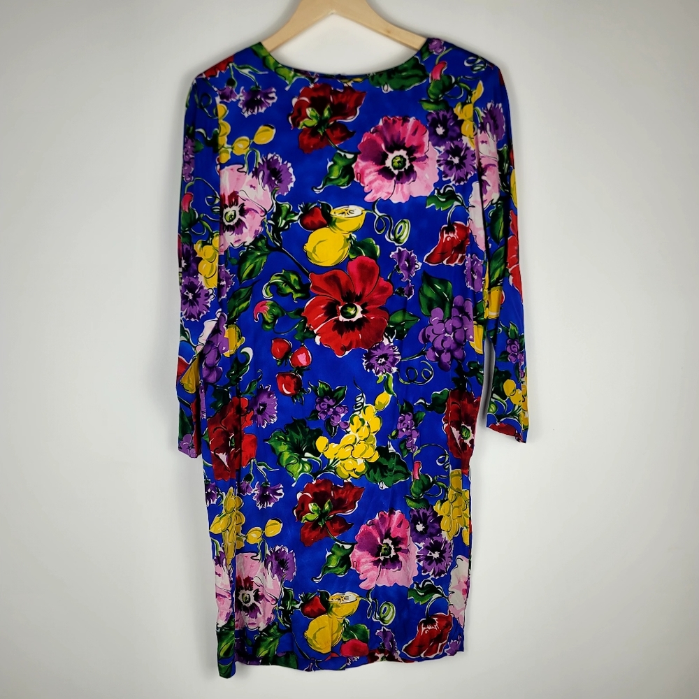 Vintage Pat Argenti Collection 100% pure silk floral dress size 6